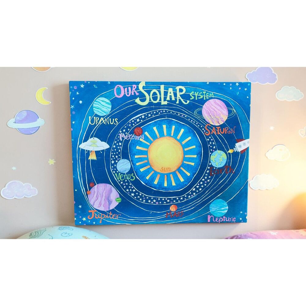 Our Solar System Canvas Wall Art Kids Room Planets Space Nursery Playroom Decor